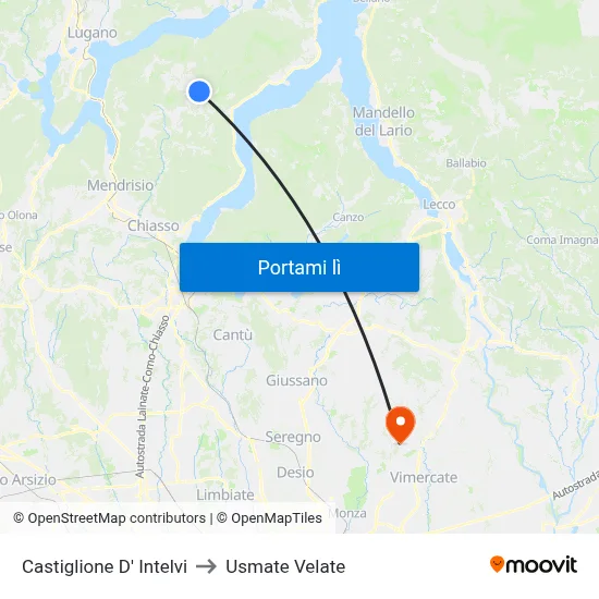Castiglione D' Intelvi to Usmate Velate map