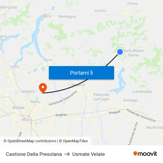 Castione Della Presolana to Usmate Velate map