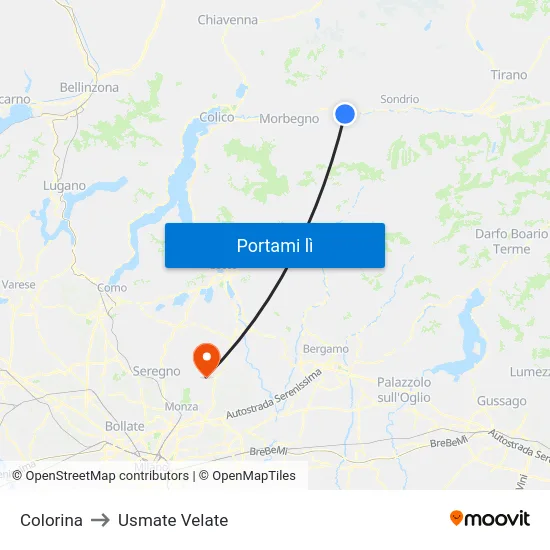 Colorina to Usmate Velate map