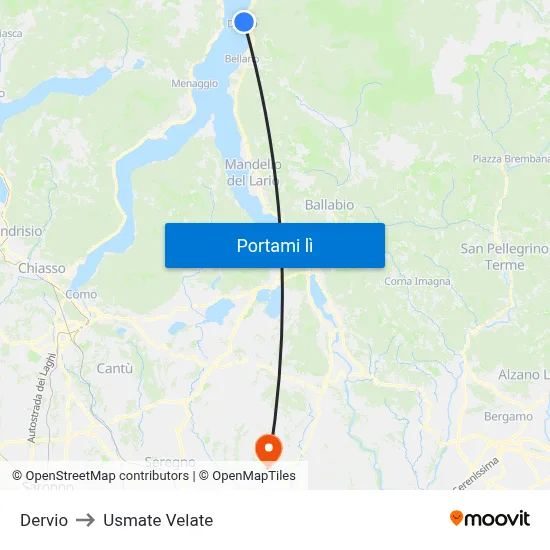 Dervio to Usmate Velate map