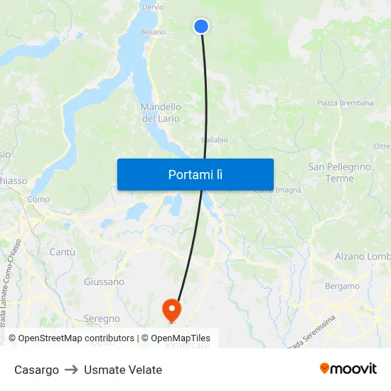 Casargo to Usmate Velate map