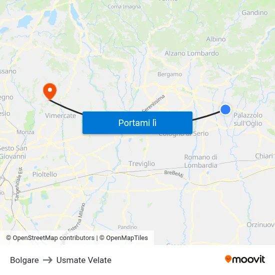Bolgare to Usmate Velate map