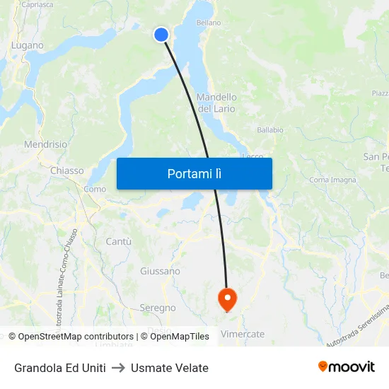 Grandola Ed Uniti to Usmate Velate map