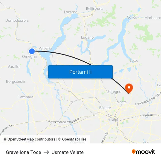 Gravellona Toce to Usmate Velate map