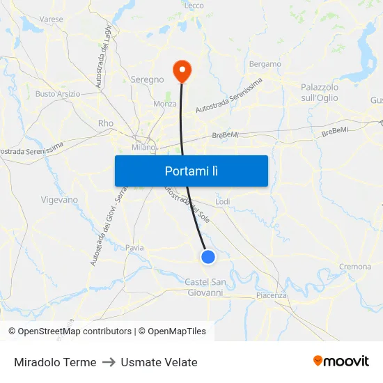 Miradolo Terme to Usmate Velate map