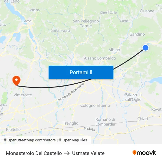 Monasterolo Del Castello to Usmate Velate map