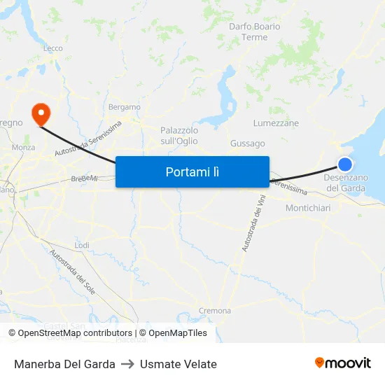 Manerba Del Garda to Usmate Velate map