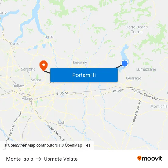 Monte Isola to Usmate Velate map