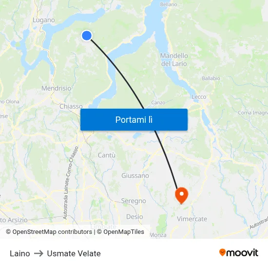 Laino to Usmate Velate map