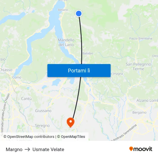 Margno to Usmate Velate map