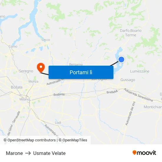 Marone to Usmate Velate map