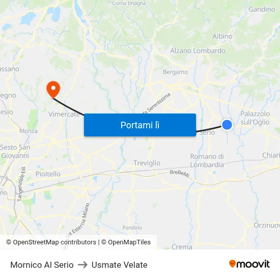 Mornico Al Serio to Usmate Velate map