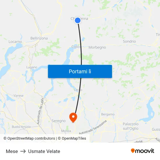 Mese to Usmate Velate map