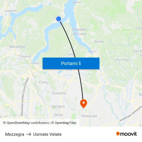 Mezzegra to Usmate Velate map