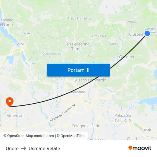 Onore to Usmate Velate map