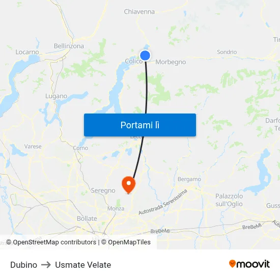 Dubino to Usmate Velate map
