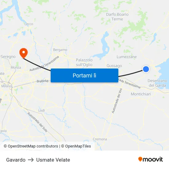 Gavardo to Usmate Velate map