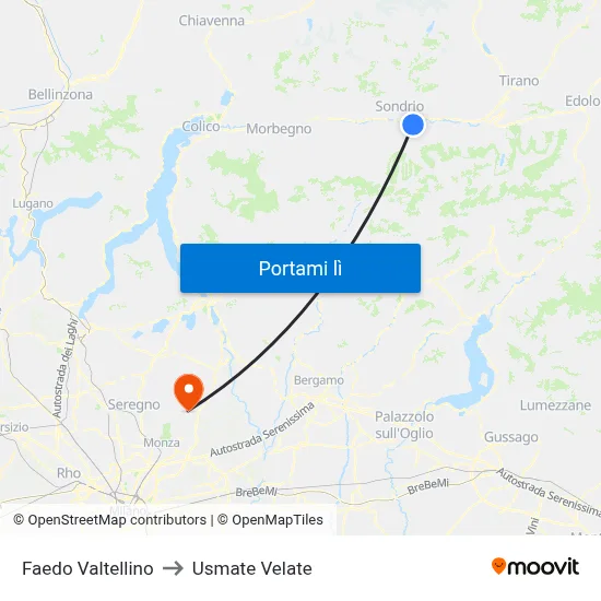 Faedo Valtellino to Usmate Velate map