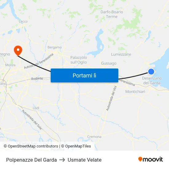 Polpenazze Del Garda to Usmate Velate map