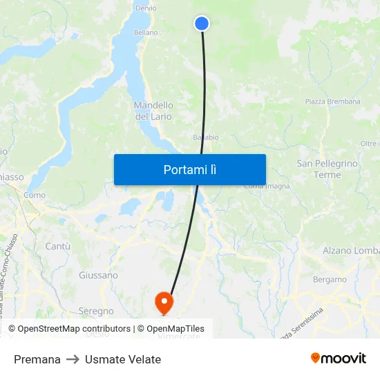 Premana to Usmate Velate map