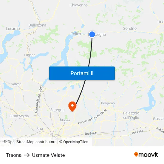 Traona to Usmate Velate map