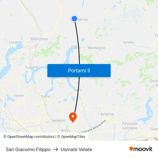 San Giacomo Filippo to Usmate Velate map