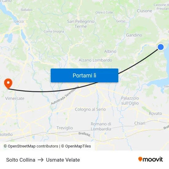 Solto Collina to Usmate Velate map