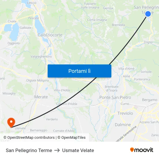 San Pellegrino Terme to Usmate Velate map
