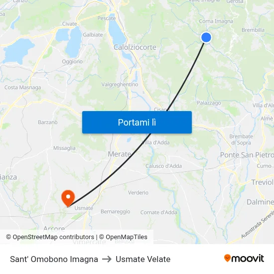 Sant' Omobono Imagna to Usmate Velate map