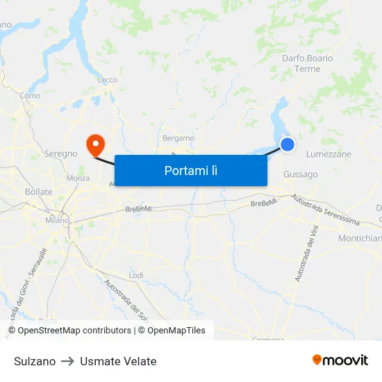 Sulzano to Usmate Velate map