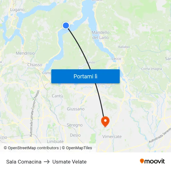 Sala Comacina to Usmate Velate map