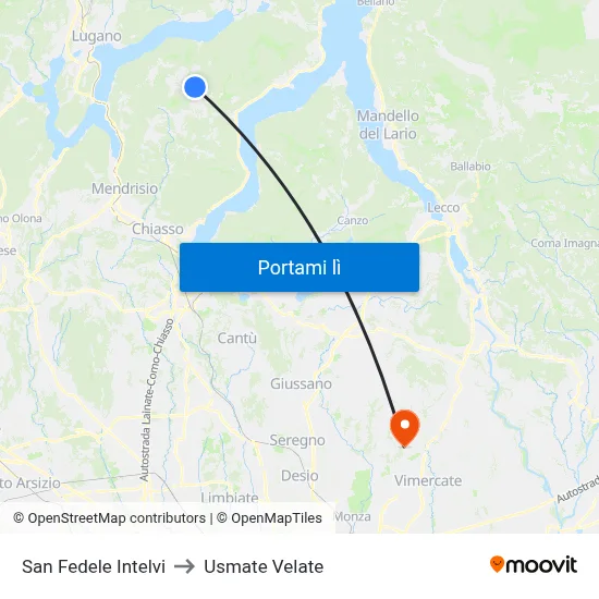 San Fedele Intelvi to Usmate Velate map