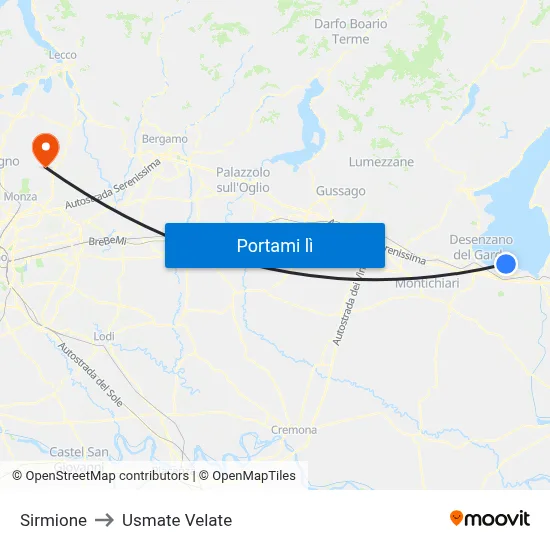 Sirmione to Usmate Velate map