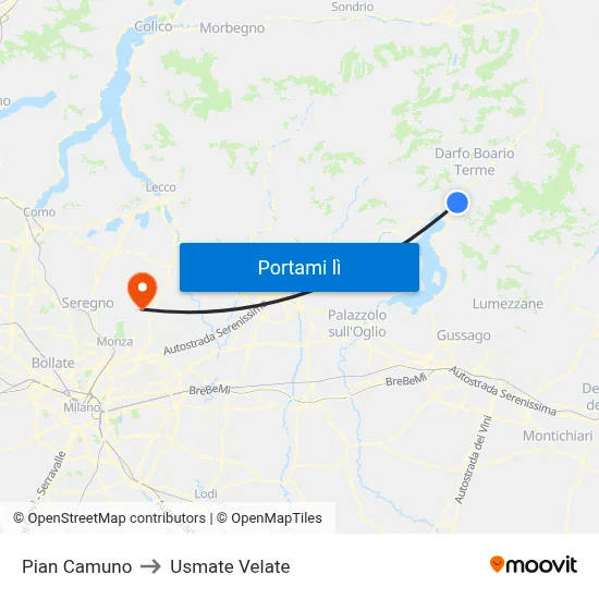 Pian Camuno to Usmate Velate map