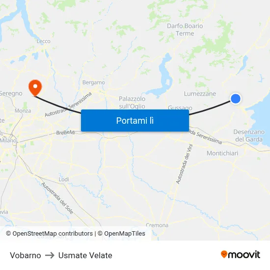 Vobarno to Usmate Velate map