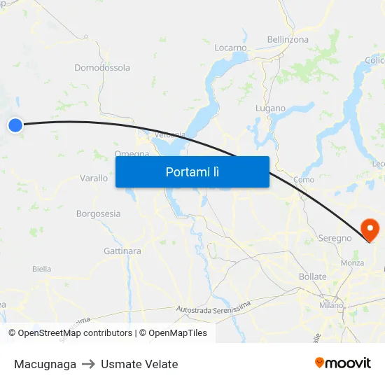 Macugnaga to Usmate Velate map