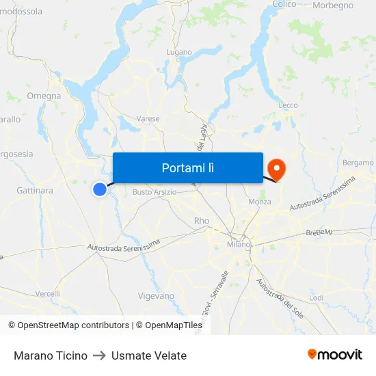 Marano Ticino to Usmate Velate map