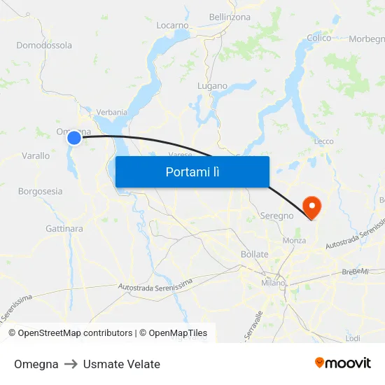 Omegna to Usmate Velate map