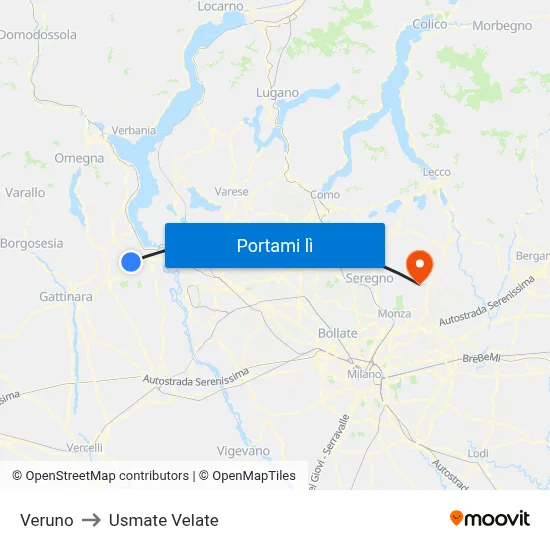 Veruno to Usmate Velate map