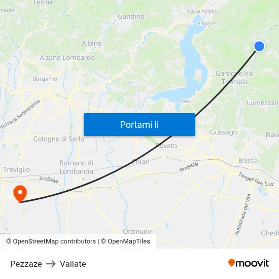 Pezzaze to Vailate map