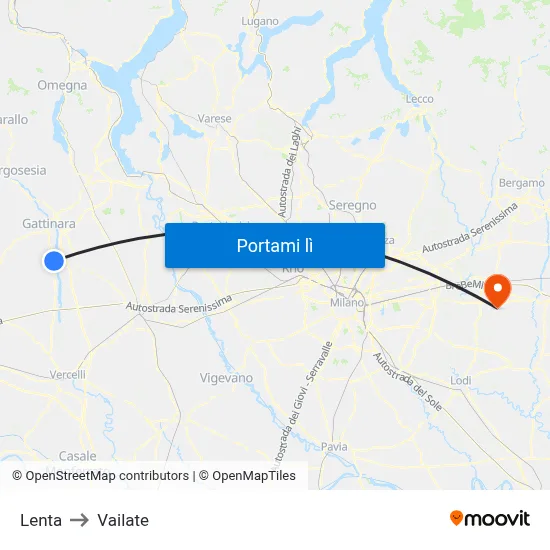 Lenta to Vailate map