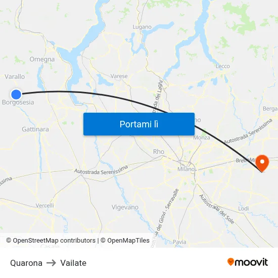 Quarona to Vailate map