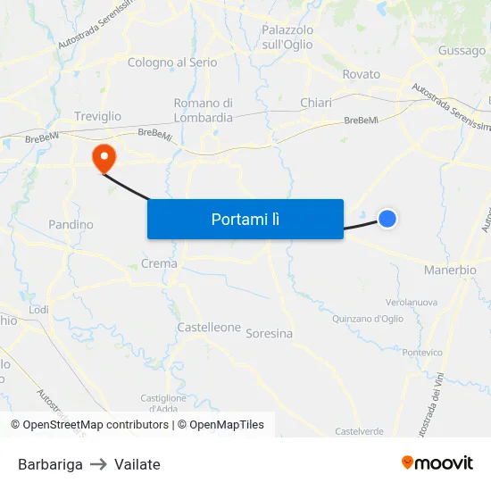 Barbariga to Vailate map