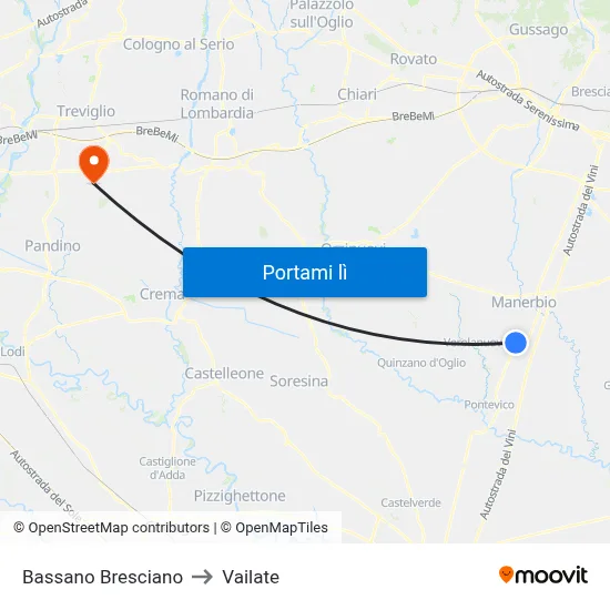 Bassano Bresciano to Vailate map