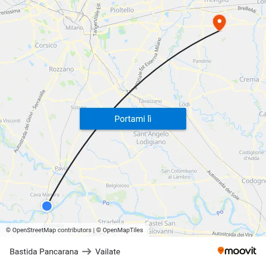Bastida Pancarana to Vailate map
