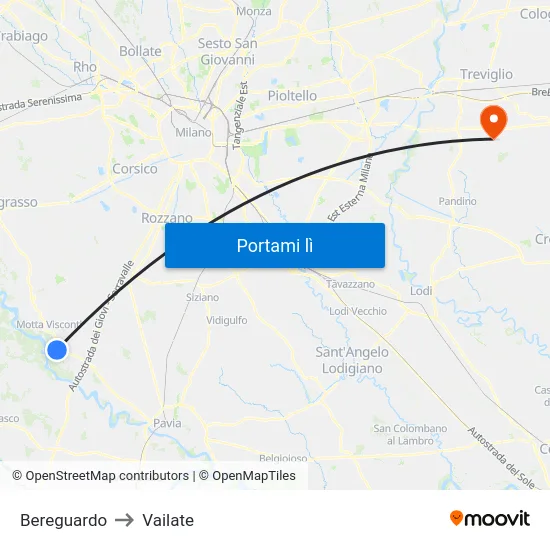 Bereguardo to Vailate map