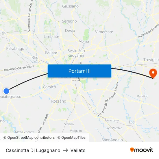 Cassinetta Di Lugagnano to Vailate map