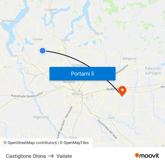 Castiglione Olona to Vailate map