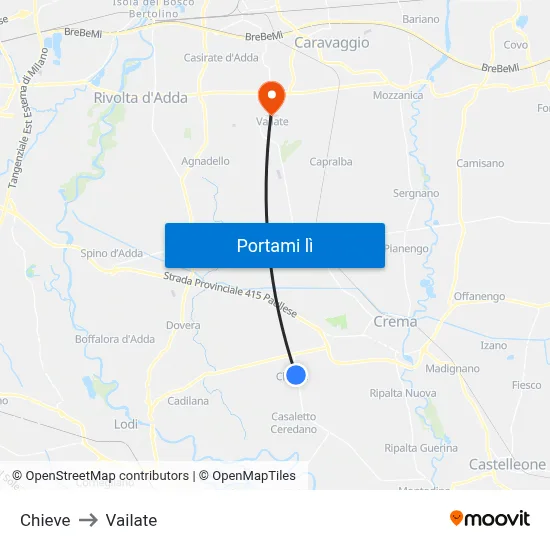 Chieve to Vailate map