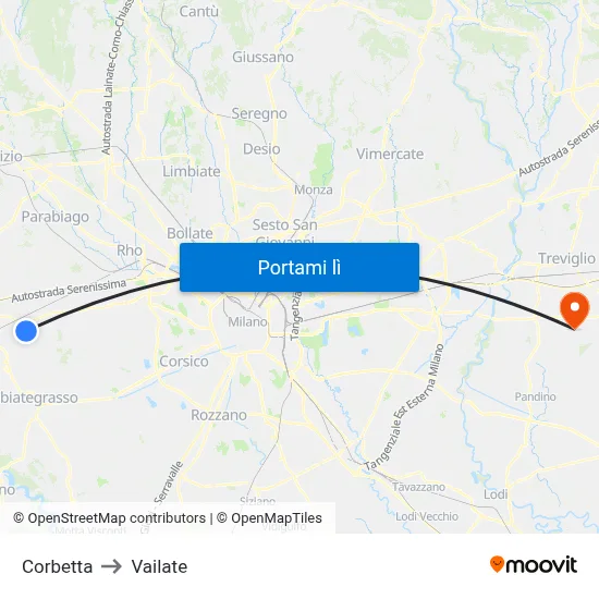 Corbetta to Vailate map